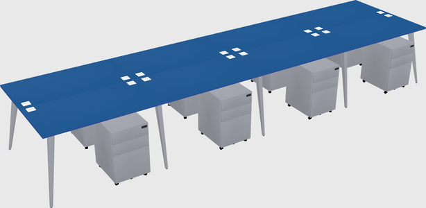 Shared rectangular office desk system