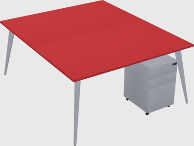 Shared rectangular office desk system