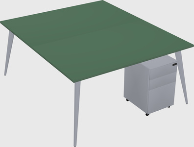 Shared rectangular office desk system
