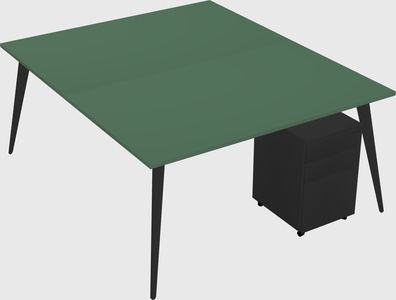 Shared rectangular office desk system