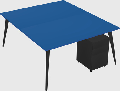 Shared rectangular office desk system