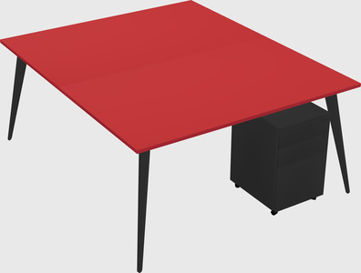 Shared rectangular office desk system