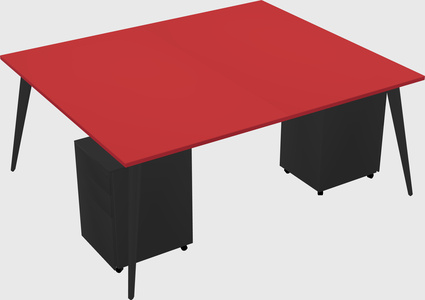 Shared rectangular office desk system