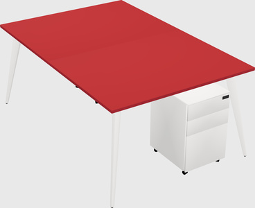 Shared rectangular office desk system