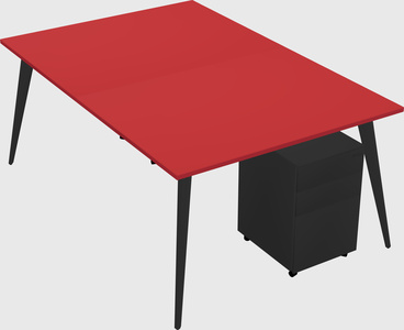 Shared rectangular office desk system