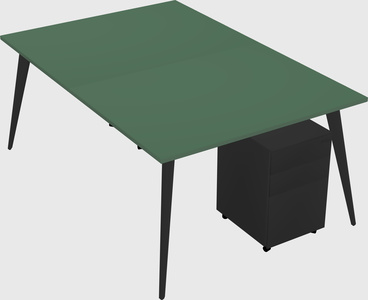Shared rectangular office desk system