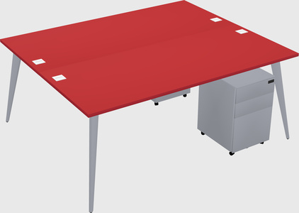 Shared rectangular office desk system