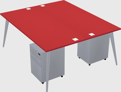 Shared rectangular office desk system