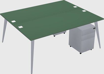 Shared rectangular office desk system