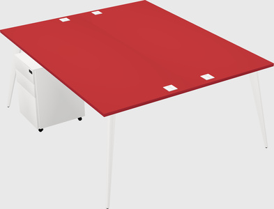 Shared rectangular office desk system