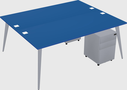 Shared rectangular office desk system