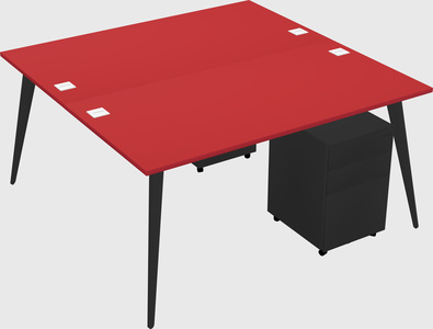 Shared rectangular office desk system