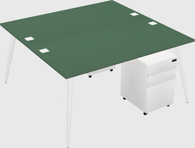 Shared rectangular office desk system