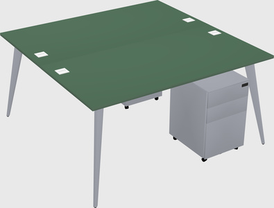 Shared rectangular office desk system