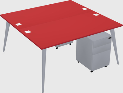 Shared rectangular office desk system