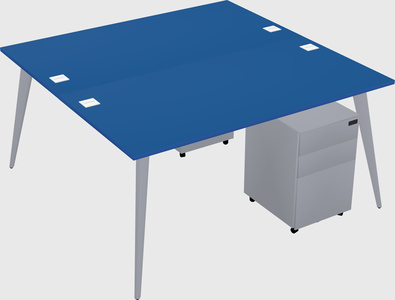 Shared rectangular office desk system