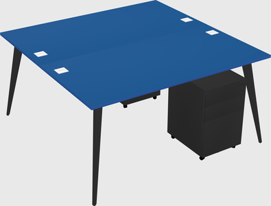 Shared rectangular office desk system
