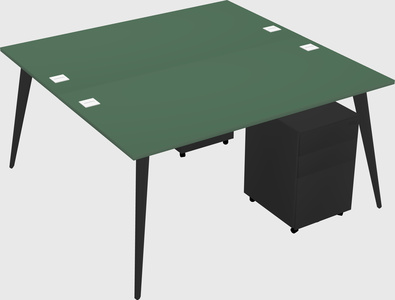 Shared rectangular office desk system