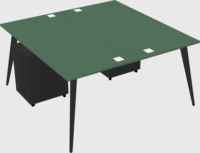 Shared rectangular office desk system