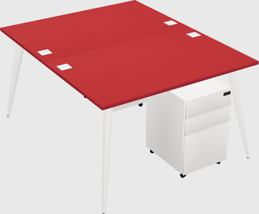 Shared rectangular office desk system