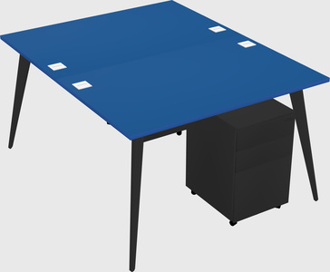 Shared rectangular office desk system