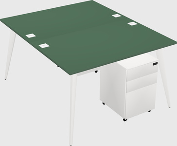 Shared rectangular office desk system