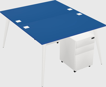 Shared rectangular office desk system