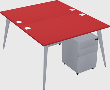 Shared rectangular office desk system