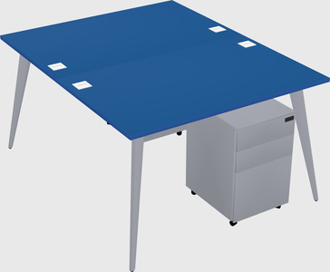 Shared rectangular office desk system