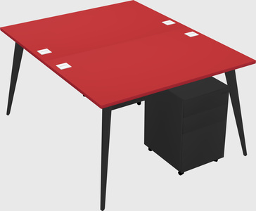 Shared rectangular office desk system