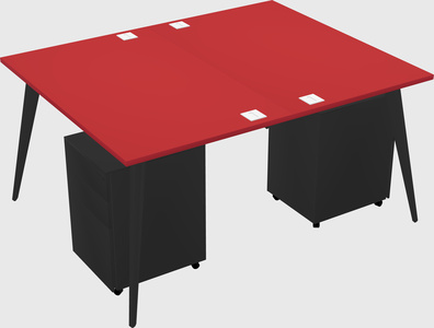 Shared rectangular office desk system