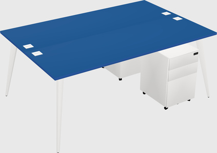 Shared rectangular office desk system