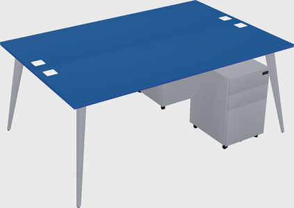 Shared rectangular office desk system