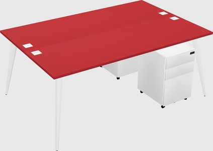 Shared rectangular office desk system