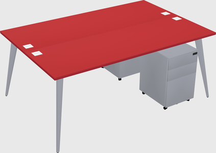 Shared rectangular office desk system