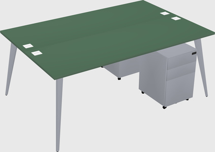 Shared rectangular office desk system