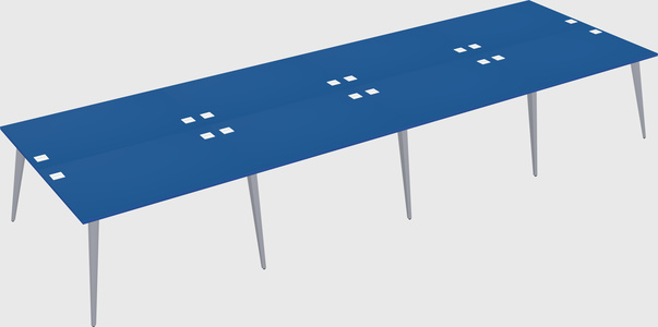 Shared rectangular office desk system