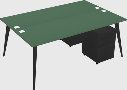 Shared rectangular office desk system