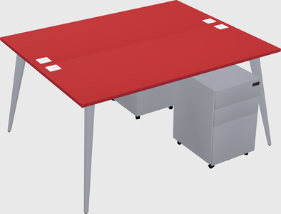 Shared rectangular office desk system