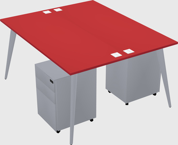 Shared rectangular office desk system