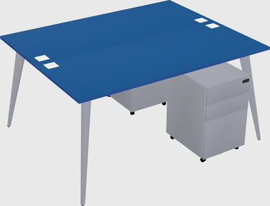 Shared rectangular office desk system