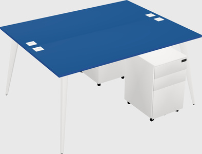 Shared rectangular office desk system