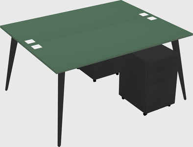 Shared rectangular office desk system