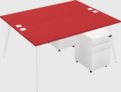 Shared rectangular office desk system