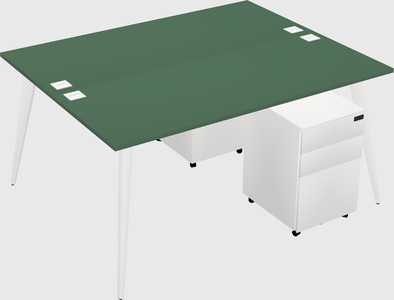 Shared rectangular office desk system