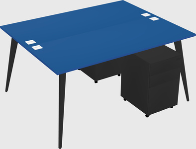 Shared rectangular office desk system