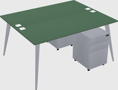 Shared rectangular office desk system