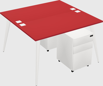Shared rectangular office desk system