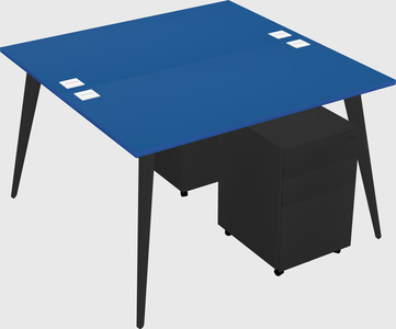 Shared rectangular office desk system