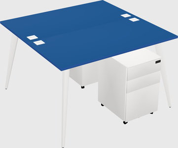 Shared rectangular office desk system